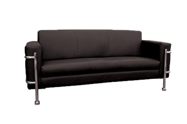 SOFA 3 PLAZAS ERGONOMICO,BRAZOS TAPIZ PIEL,TUBULAR CROMO MED:F-200*F-73*A-82cm. - muebles de oficina en veracruz y xalapa