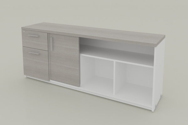 CREDENZA LATERAL IZQUIERDA CAJONERA BOX FILE Y PUERTA CORREDIZA 160X 40 X 65 - muebles de oficina en veracruz y xalapa