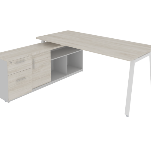 MÓDULO IZQUIERDO ALPHA WHITE DE 1.80 *0.80, CON CREDENZA DE 1.60*0.40*H0.63M, CUBIERTA MELAMINICA CAL 28MM - muebles de oficina en veracruz y xalapa