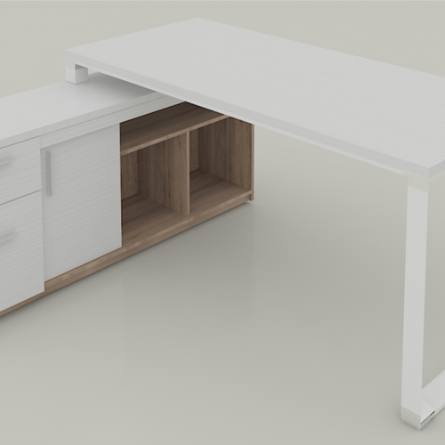 MÓDULO IZQUIERDO SQ WHITE DE 1.80 *0.80, FALDÓN METALICO, CON CREDENZA DE 1.60*0.40*H0.63M, CUBIERTA MELAMINICA CAL 28MM - muebles de oficina en veracruz y xalapa