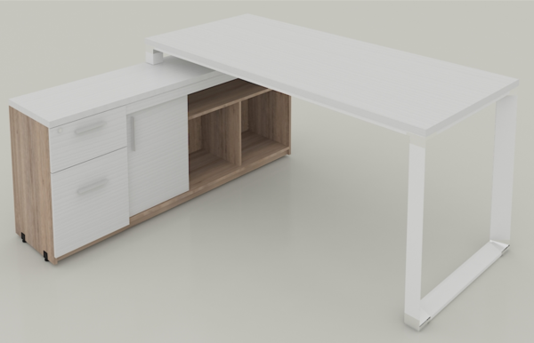 MÓDULO IZQUIERDO SQ WHITE DE 1.80 *0.80, FALDÓN METALICO, CON CREDENZA DE 1.60*0.40*H0.63M, CUBIERTA MELAMINICA CAL 28MM - muebles de oficina en veracruz y xalapa