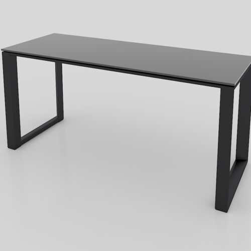 MESA OPERATIVA SQ BLACK DE 1.60 * 0.60M SIN FALDON, CUBIERTA CRISTAL TEMPLADO 12.7mm CANTOS PULIDOS, ESTRUCTURA NEGRA - muebles de oficina en veracruz y xalapa