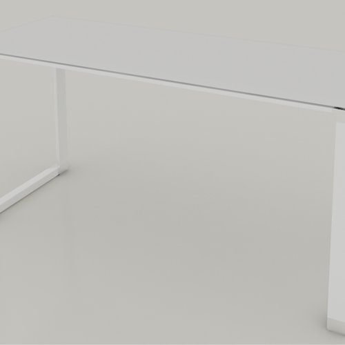 MESA EJECUTIVA SQ WHITE DE 1.80 * 0.80M, SIN FALDÓN, CUBIERTA CRISTAL TEMPLADO 12.7mm CANTOS PULIDOS, ESTRUCTURA BLANCA - muebles de oficina en veracruz y xalapa