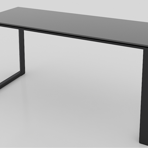 MESA EJECUTIVA SQ BLACK DE 1.80 * 0.80M, SIN FALDÓN, CUBIERTA CRISTAL TEMPLADO 12.7mm CANTOS PULIDOS, ESTRUCTURA NEGRA - muebles de oficina en veracruz y xalapa