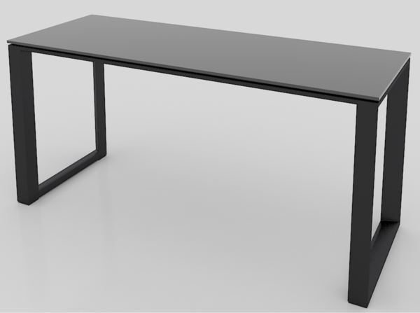 MESA EJECUTIVA SQ BLACK DE 1.80 * 0.80M, SIN FALDÓN, CUBIERTA CRISTAL TEMPLADO 12.7mm CANTOS PULIDOS, ESTRUCTURA NEGRA - muebles de oficina en veracruz y xalapa