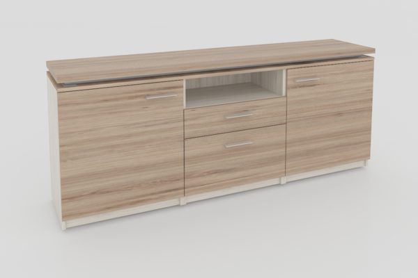 CREDENZA; 2 CAJONES Y PTAS ABATIBLES, CUBIERTA MELAMINA / MELAMINA: 180 X 40 X 75 A.28/32mm. - muebles de oficina en veracruz y xalapa