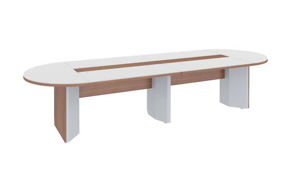 MESA OVALADA DE 350 X 120 X 75cm. A 28mm. BASE DESMONTABLE Y CUBIERTA CRISTAL - muebles de oficina en veracruz y xalapa