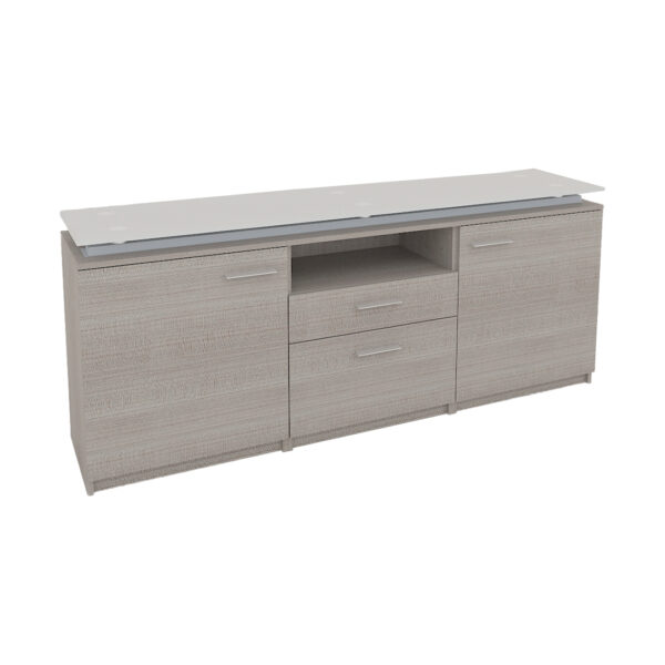 CREDENZA COMPLEMENTO CON CUBIERTA DE CRISTAL 2 CAJONES