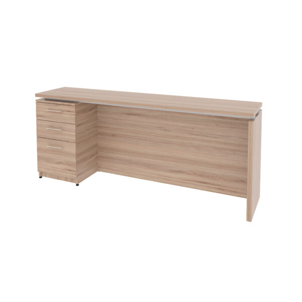 CREDENZA CON 1 PEDESTAL IZQUIERDO DE 3 CAJONES